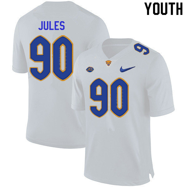 Youth #90 Deandre Jules Pitt Panthers College Football Jerseys Sale-White